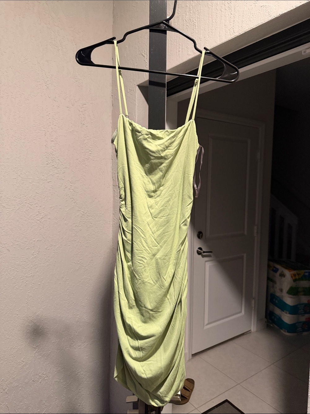 Windsor Light Green Ruched Slip Dress